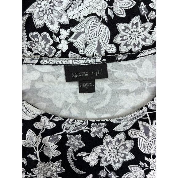 J. Jill women's small black and white long sleeve jersey knit shirt mini dress - Picture 6 of 7